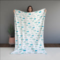 Cute Whale Ocean Blue Blanket