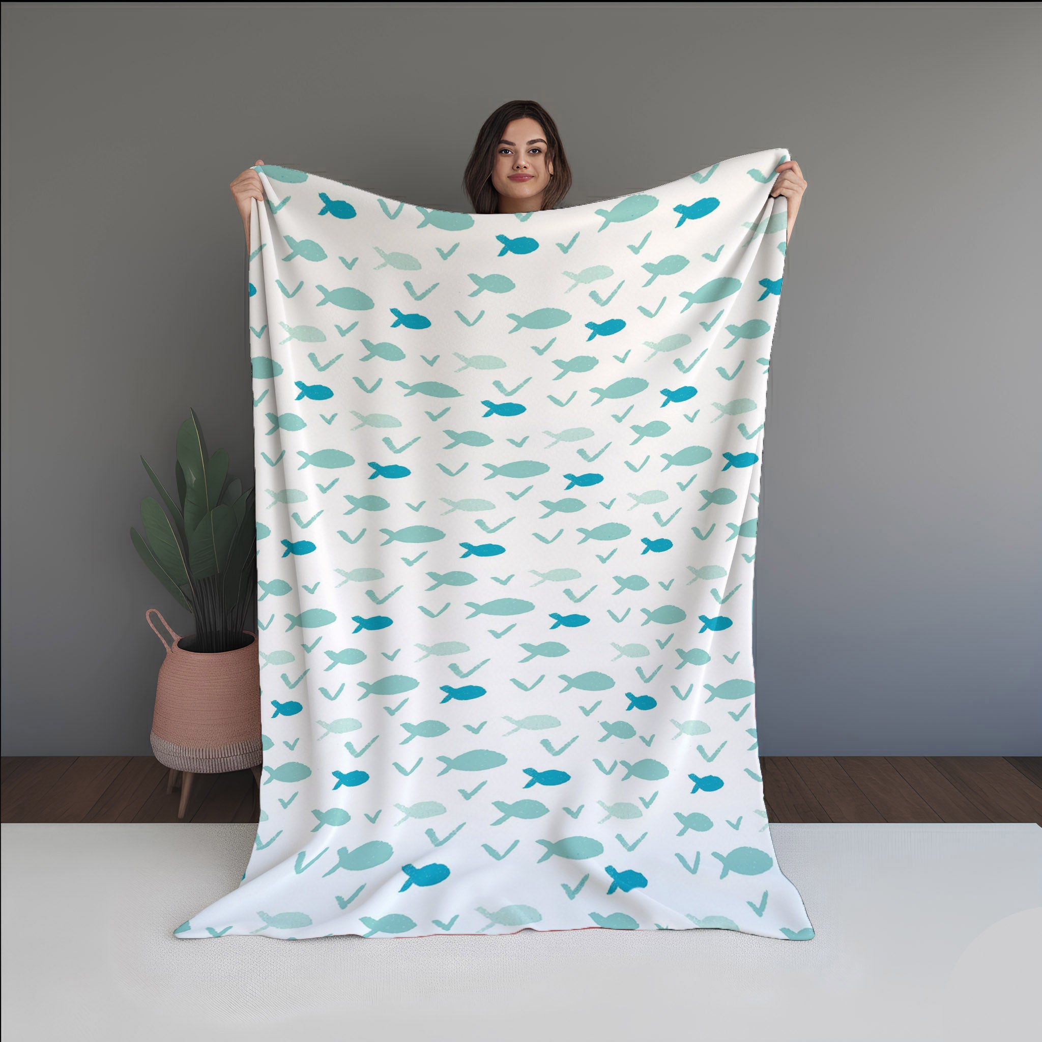 Cute Whale Ocean Blue Blanket