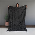 Flower Line Dark Outline Blanket